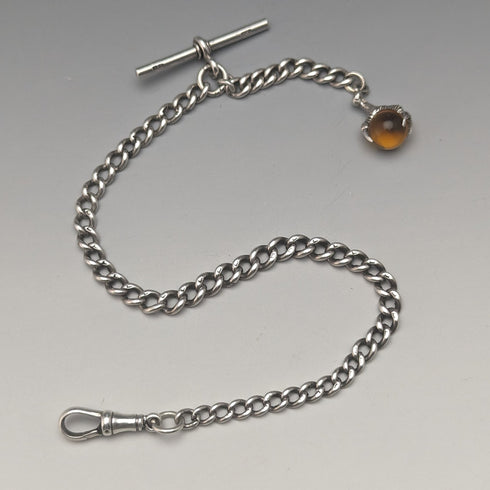 約 1925 年英國古董純銀阿爾伯特鏈 25 克爪子和碗扣