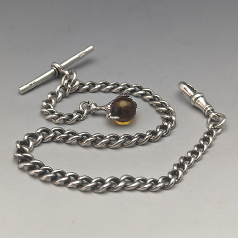 約 1925 年英國古董純銀阿爾伯特鏈 25 克爪子和碗扣