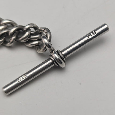 約 1925 年英國古董純銀阿爾伯特鏈 25 克爪子和碗扣