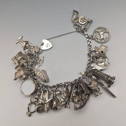 英国ヴィンテージ シルバー チャームブレスレット 100g