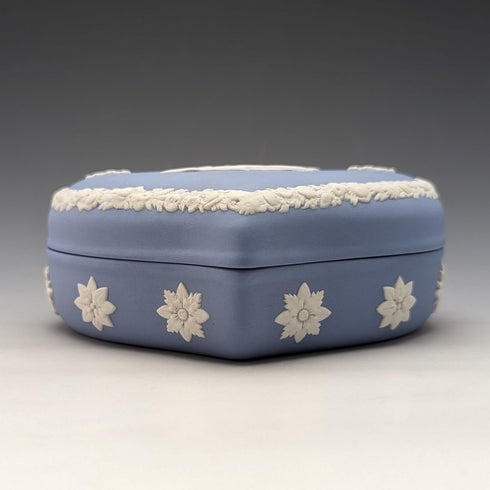 British Vintage Wedgwood Jasperware Heart-shaped Box Holder Pale Blue