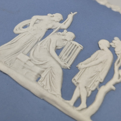 British Vintage Wedgwood Jasperware Heart-shaped Box Holder Pale Blue