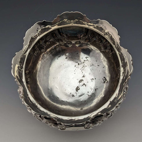 1900 British Antique Sterling Silver Rose Bowl 367g Fattorini & Sons