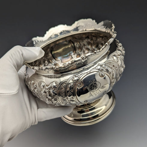 1900年 英国アンティーク 純銀製 ローズ・ボウル 367g Fattorini & Sons