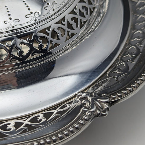 1866年代 英国アンティーク 純銀製 蓋付きバターディッシュ 300g Henry Wilkinson