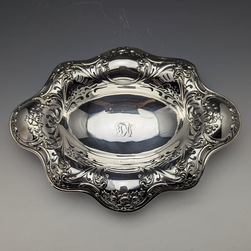 1895年頃 米国アンティーク 純銀製 脚付きディッシュ 215g Gorham