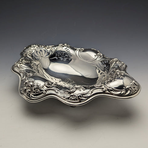 1895年頃 米国アンティーク 純銀製 脚付きディッシュ 215g Gorham