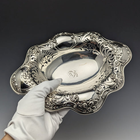 1895年頃 米国アンティーク 純銀製 脚付きディッシュ 215g Gorham