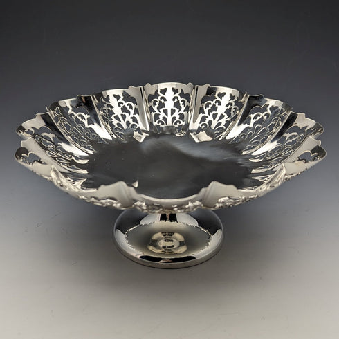 1933年 英国ヴィンテージ 純銀製 コンポート/タッツァ 428g 直径24cm Viners