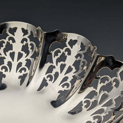 1933年 英国ヴィンテージ 純銀製 コンポート/タッツァ 428g 直径24cm Viners