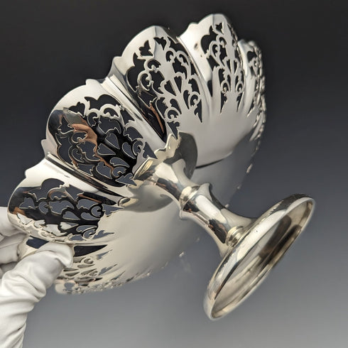 1933年 英国ヴィンテージ 純銀製 コンポート/タッツァ 428g 直径24cm Viners