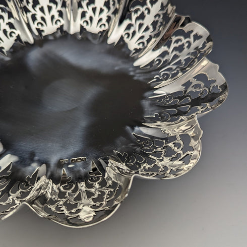 1933年 英国ヴィンテージ 純銀製 コンポート/タッツァ 428g 直径24cm Viners