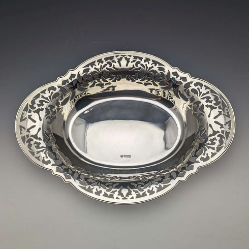 1912 British Antique Sterling Silver Dish Basket 470g Fenton Brothers