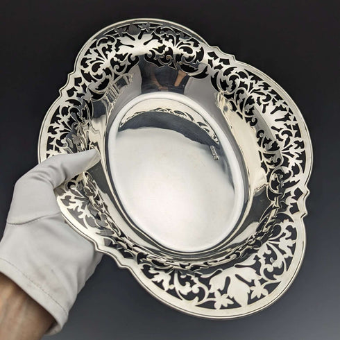 1912 British Antique Sterling Silver Dish Basket 470g Fenton Brothers