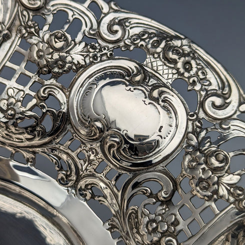 1900年頃 ドイツアンティーク 800シルバー製 ピアスディッシュ 412g