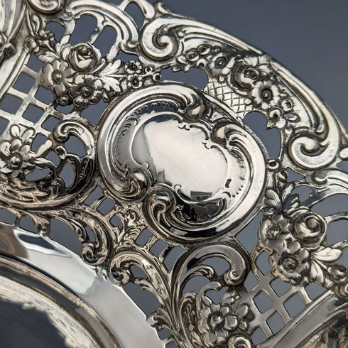 Circa 1900 German Antique 800 Silver Earring Dish 412g