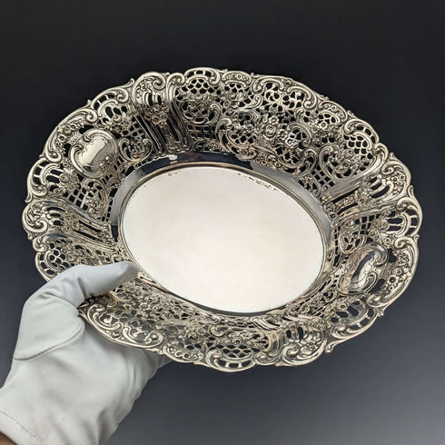 Circa 1900 German Antique 800 Silver Earring Dish 412g