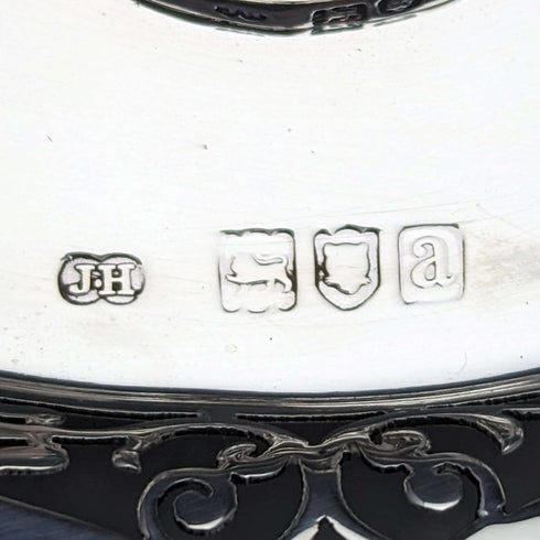 1896年 英国アンティーク 純銀製 インク壺&受け皿セット Sibray, Hall
