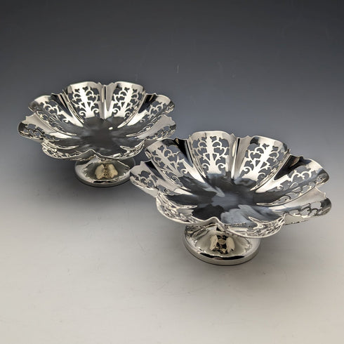 1933 年英國復古純銀蜜餞/Tazza 一對,總計 335 克 Viners