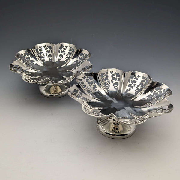1933 British Vintage Sterling Silver Compote/Tazza Pair Total 335g Viners