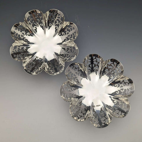 1933 British Vintage Sterling Silver Compote/Tazza Pair Total 335g Viners