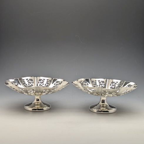 1933 年英國復古純銀蜜餞/Tazza 一對,總計 335 克 Viners