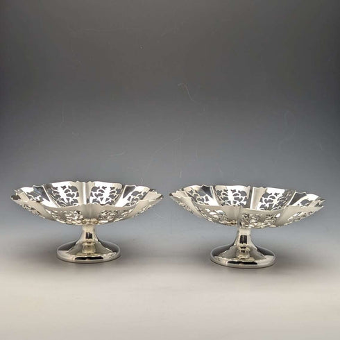 1933 British Vintage Sterling Silver Compote/Tazza Pair Total 335g Viners