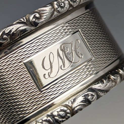 約 1960 年英國復古純銀餐巾環一對 Mappin 和 Webb 紙盒