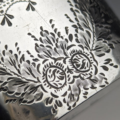 19世紀末頃 英国アンティーク シルバープレート装飾 ガラススキットル ヒップフラスコ