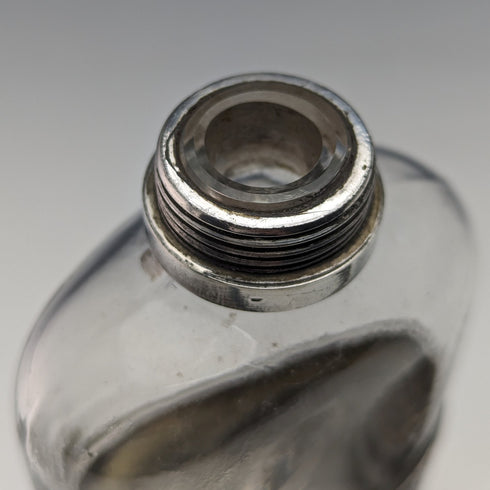 19世紀末頃 英国アンティーク シルバープレート装飾 ガラススキットル ヒップフラスコ