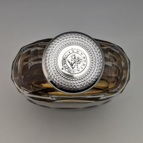 1900年 英国アンティーク 純銀蓋 ガラススキットル ヒップフラスコ Mappin Brothers