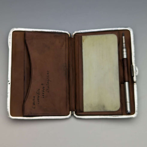 1900 British Antique Sterling Silver Double Door Card Case Walker & Hall