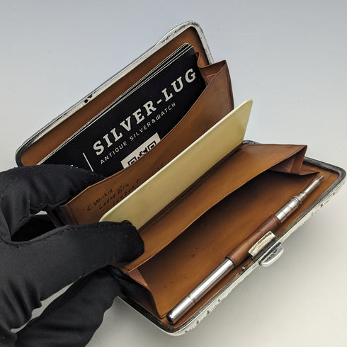 1900年 英国アンティーク 純銀製 両開き型カードケース Walker & Hall