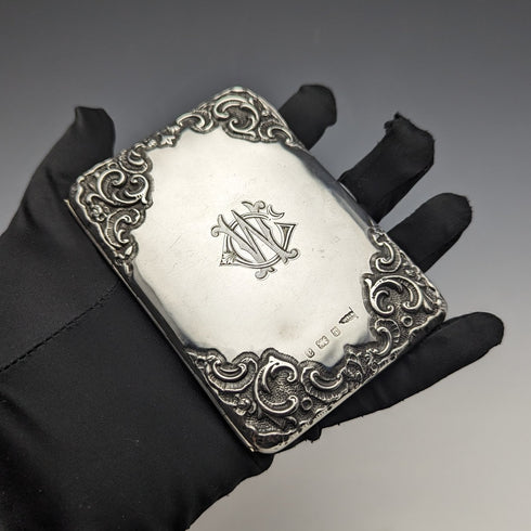 1900年 英国アンティーク 純銀製 両開き型カードケース Walker & Hall