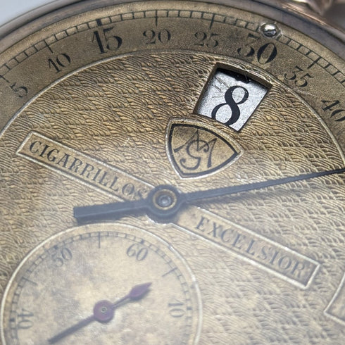 Antique Swiss Modernista Jumping Hour pocket watch works well