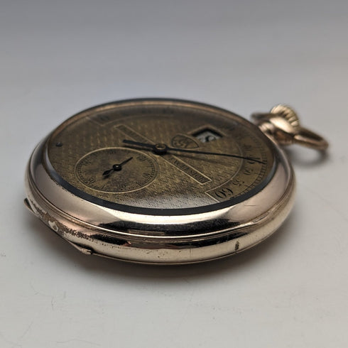 Antique Swiss Modernista Jumping Hour pocket watch works well
