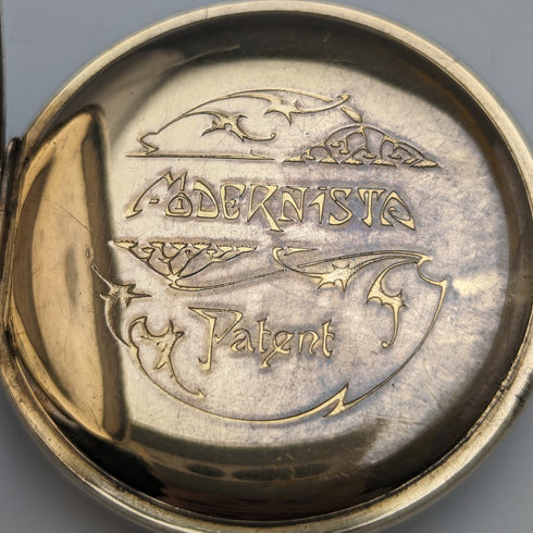 Antique Swiss Modernista Jumping Hour pocket watch works well