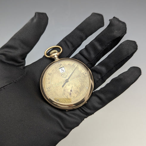 Antique Swiss Modernista Jumping Hour pocket watch works well