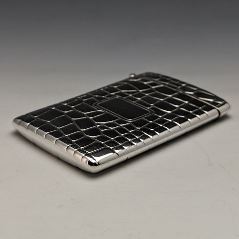 2001年 英国ヴィンテージ 純銀製 クロコダイル柄 カードケース 62g Carr's of Sheffield