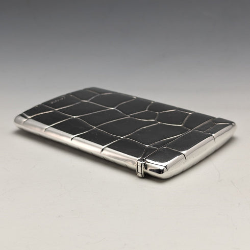 2001年 英国ヴィンテージ 純銀製 クロコダイル柄 カードケース 62g Carr's of Sheffield