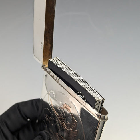 1906年 英国アンティーク 純銀製 アール・ヌーヴォー カードケース 73g William M Hayes