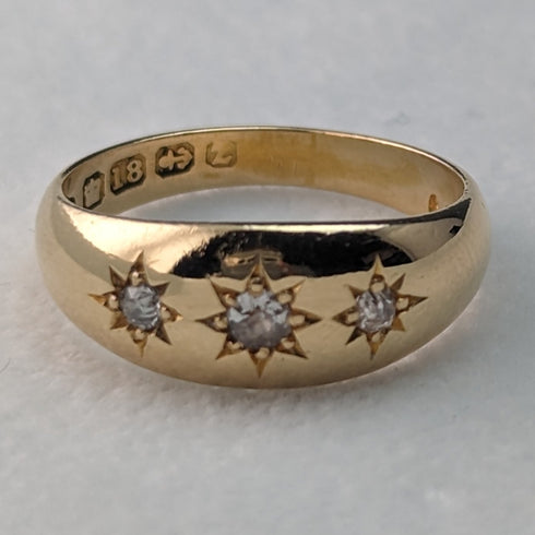 1899 年英國古董珠寶 18K 鑽石吉普賽戒指戒指