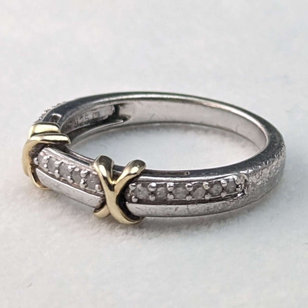British Vintage Jewelry Mele Diamond & 9ct Gold & Sterling Silver Ring