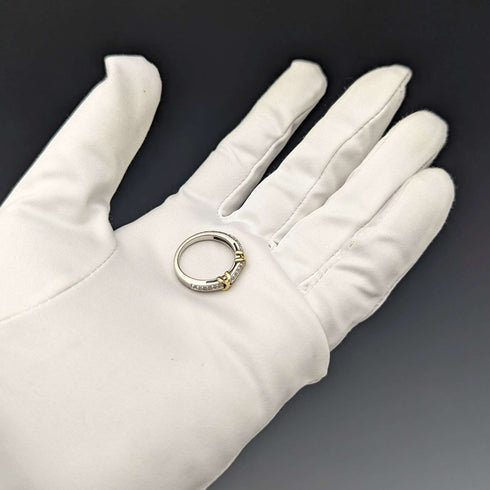 British Vintage Jewelry Mele Diamond & 9ct Gold & Sterling Silver Ring