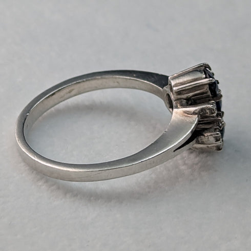 英國復古珠寶藍白石純銀戒指