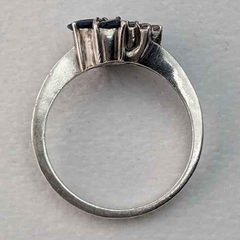 英國復古珠寶藍白石純銀戒指