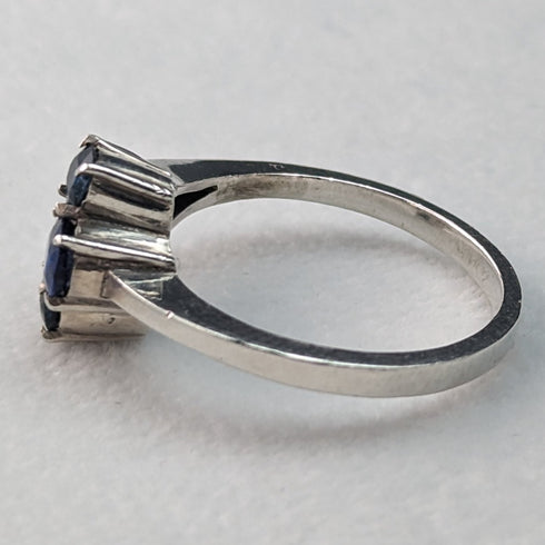 英國復古珠寶藍白石純銀戒指