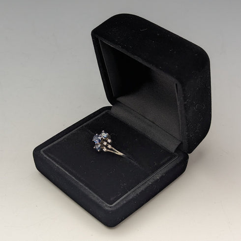 英國復古珠寶藍白石純銀戒指