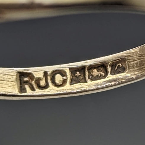 1977 年英國復古珠寶 3 顆石榴石純銀戒指戒指