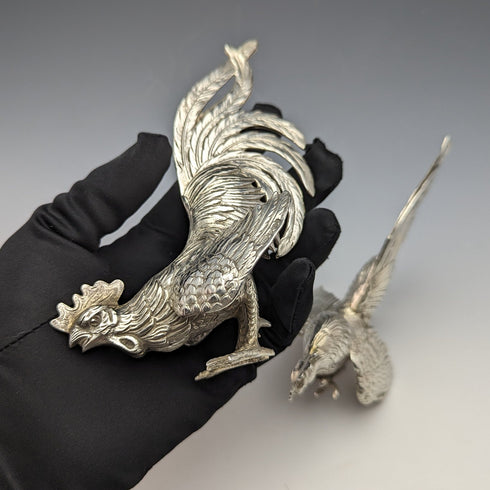 1962 年德國復古純銀鬥雞雕像一對總計 242 克以色列弗里曼